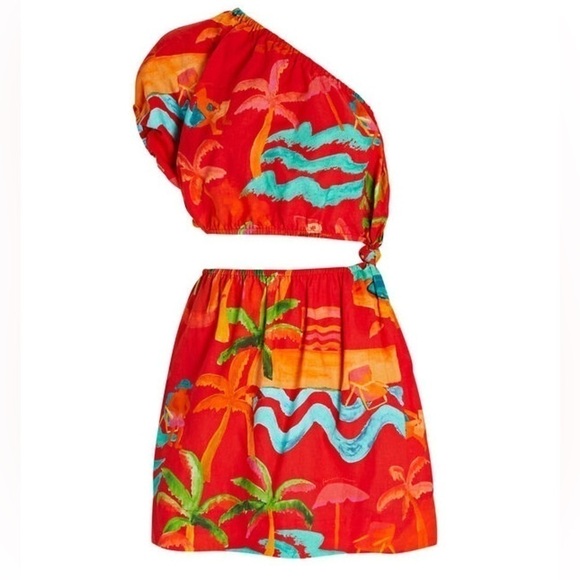 FARM Rio Ipanema One-Shoulder Cut-Out Mini Dress. - Picture 4 of 12